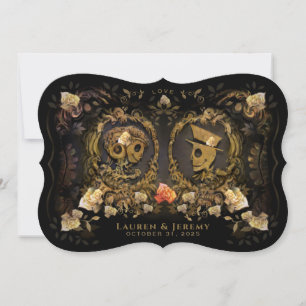 Invitación Halloween Golden Elegance Skeletans Bracket 