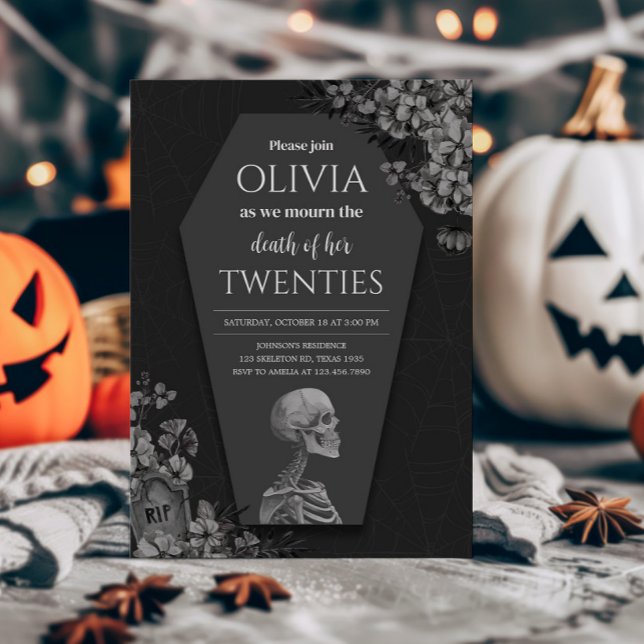 Invitación Halloween Gothic Death of her Twenties Birthday (Death of my Twenties Birthday Party Invitation )