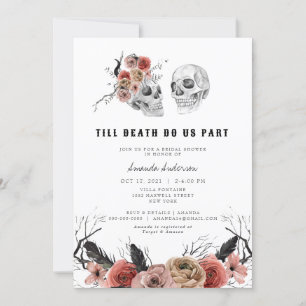 Invitación Halloween Gothic Floral Floral Floral Skull Bridal