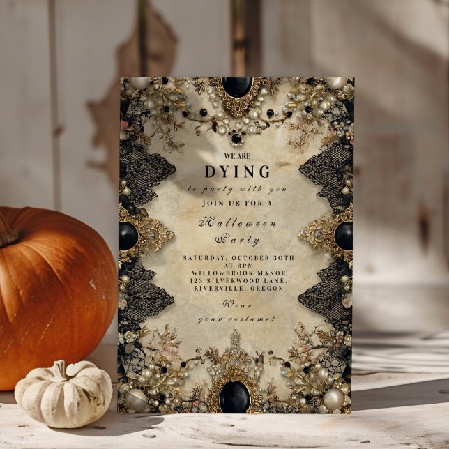 Invitación Halloween Gótico Cameo Embrujado (Subido por el creador)