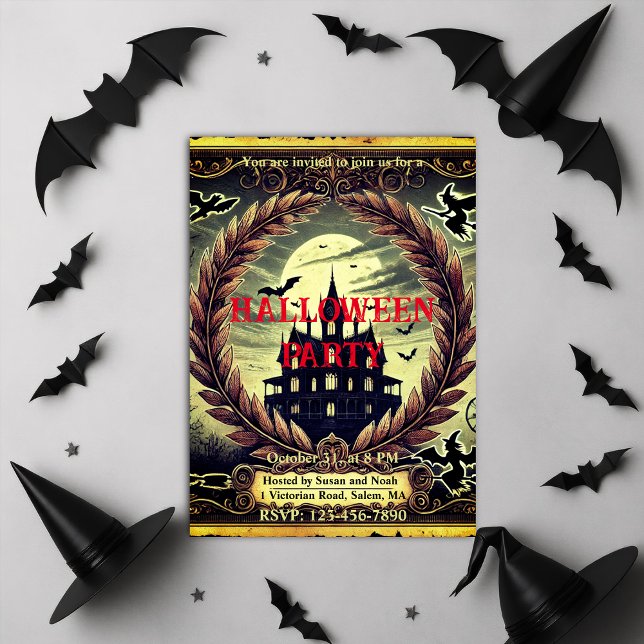 Invitación Halloween Gótico de la Casa Victoriana (Haunted House Victorian Gothic Halloween Party Invitation)