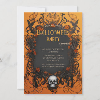 Invitación Halloween gótico del Skull clásico