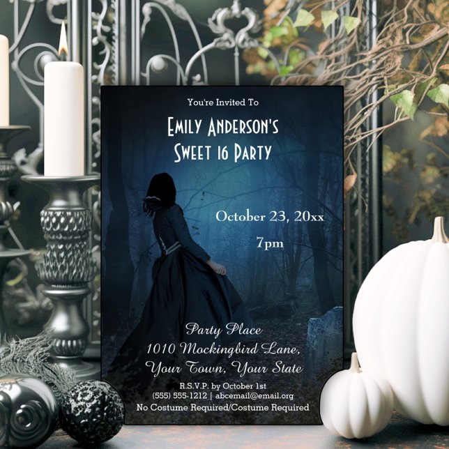 Invitación Halloween Gótico Graveyard Costume Sweet 16 (Subido por el creador)