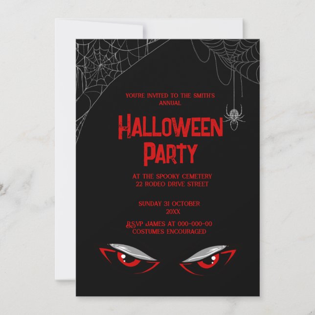 Invitación halloween gótico vintage (Anverso)
