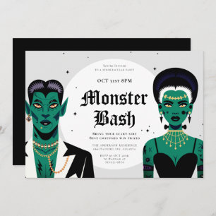 Invitación Halloween Góticos Frankenstein Monster Bash
