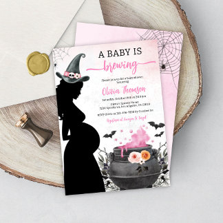 Invitación Halloween Gril Baby Shower Bebé se está preparando