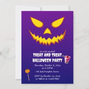 Invitación Halloween Grinning Face Jack o Lantern Pumpkin