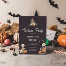 Invitación Halloween Gris Gray Kids Birday Costume Fiesta