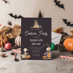 Invitación Halloween Gris Gray Kids Birday Costume Fiesta