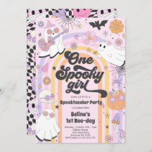 Halloween Groovy Cute Ghost Primer Fiesta de cumpl