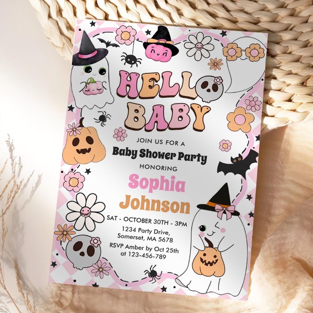 Invitación Halloween Groovy Ghost Baby Shower (Subido por el creador)