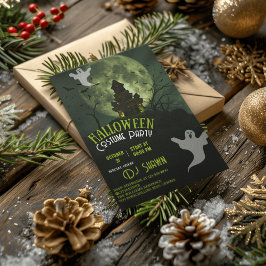 Invitación Halloween Grunge Ilustrativo Verde Moderno Fantasm