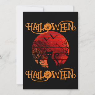 INVITACIÓN HALLOWEEN HALLOWEEN GATO NEGRO MURCIÉLAGOS ESPANTO