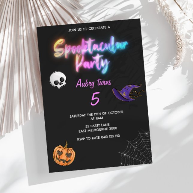 Invitación Halloween Halloween Spooktacular Cute Colouful Kid (Subido por el creador)