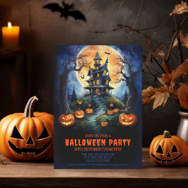 Invitación Halloween Haunted House con Pumpkins Fiesta