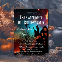 Invitación Halloween Haunted House Cosmic Birday