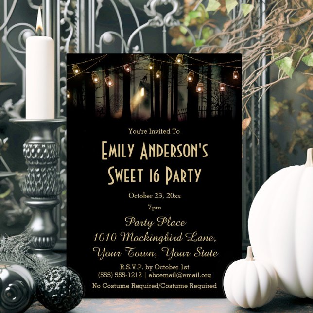 Invitación Halloween Haunted House Mason Jar Costume Sweet 16 (Subido por el creador)