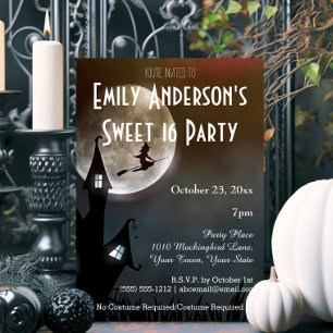 Invitación Halloween Haunted House Witch Costume Sweet 16