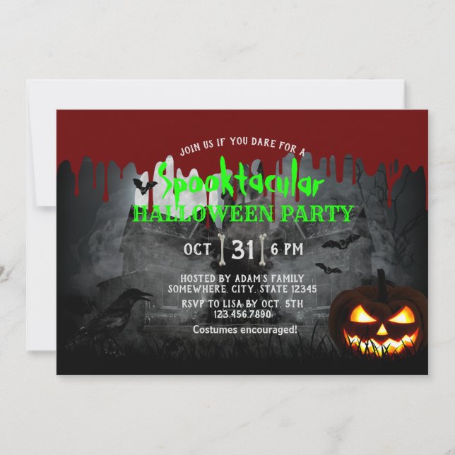 Invitación Halloween Haunty Party Creepkin (Anverso)