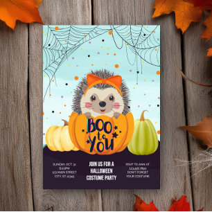 Invitación Halloween Hedgehog Pumpkin Spooky Costume Fiesta