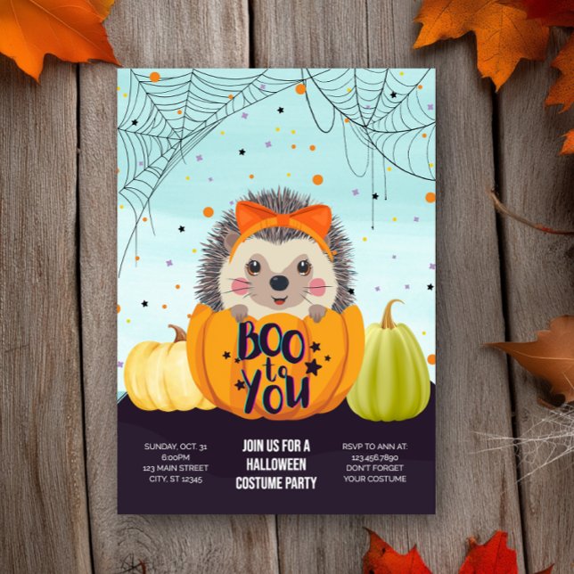 Invitación Halloween Hedgehog Pumpkin Spooky Costume Fiesta (Subido por el creador)