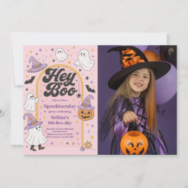 Invitación Halloween Hey Boo Cute Fantasma Feriada