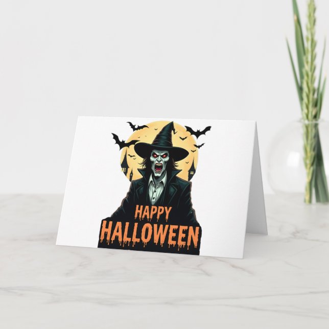 Invitación Halloween Horror Bruja con ojos rojos (Anverso)