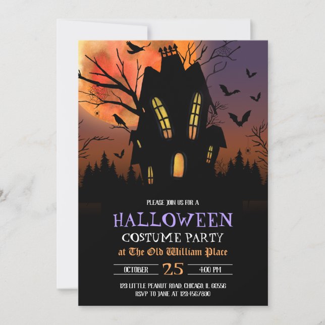 Invitación Halloween House Halloween Party (Anverso)
