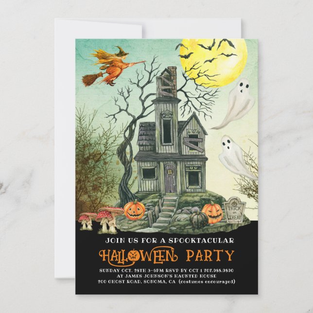 Invitación Halloween House Halloween Party (Anverso)