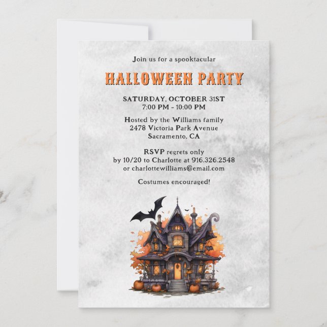 Invitación Halloween House Jack O’Lantern Party (Anverso)
