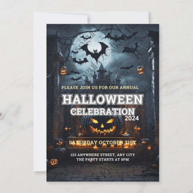Invitación Halloween Invi, Fiesta de tallado de calabaza fami (Anverso)