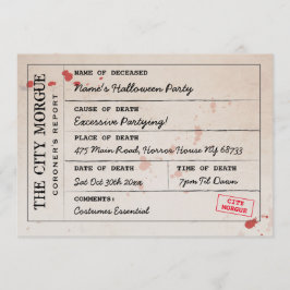 Invitación Halloween invita a oficina de forense de Morgue en