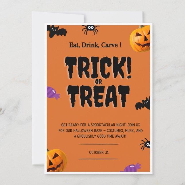 Invitación halloween invitations, Trick or Treat (Anverso)