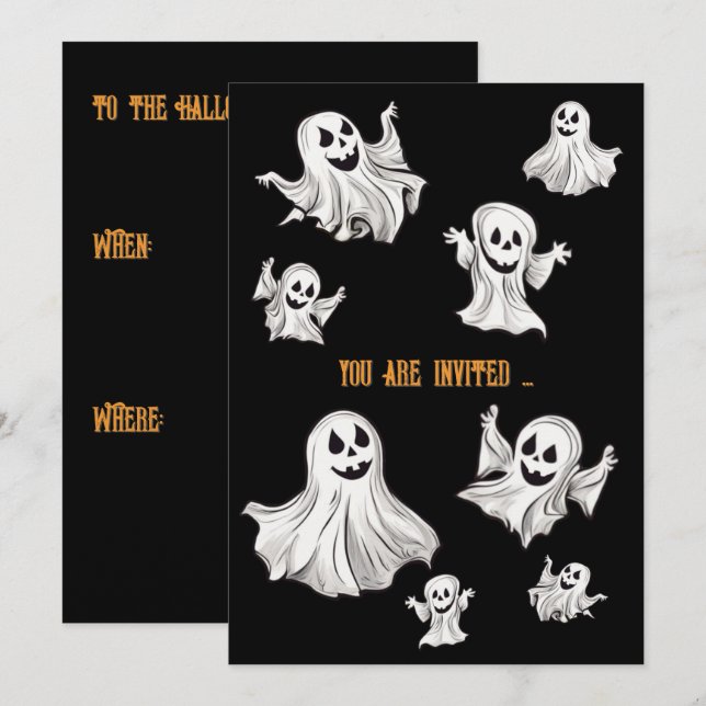 Invitación Halloween: Kleine Geister -  (Anverso / Reverso)