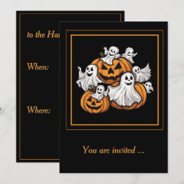 Invitación Halloween: Kleine Geister mit Kürbissen - 