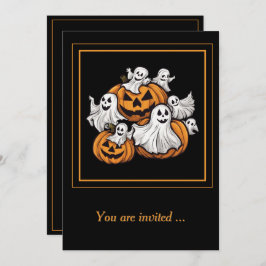 Invitación Halloween: Kleine Geister mit Kürbissen - 