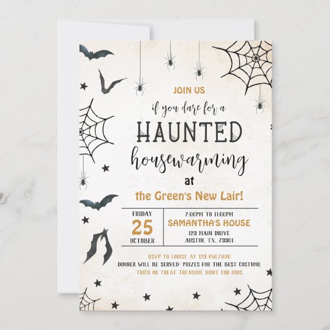 Invitación Halloween, la casa embrujada (Anverso)