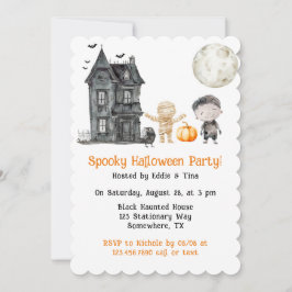 Invitación Halloween, la momia de la casa y la fiesta de los 