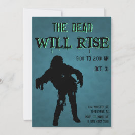 Invitación Halloween La Muerte Se Levantará Monstruo Zombie