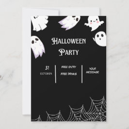 Invitación Halloween lindo fiesta fantasma