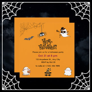 Invitación Halloween lindo y fantasmal