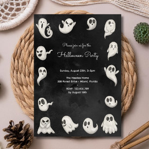 Invitación Halloween lindos fantasmas aterradores fiesta