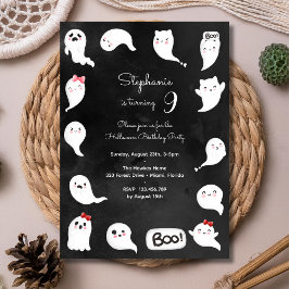 Invitación Halloween lindos fantasmas aterradores fiesta de c