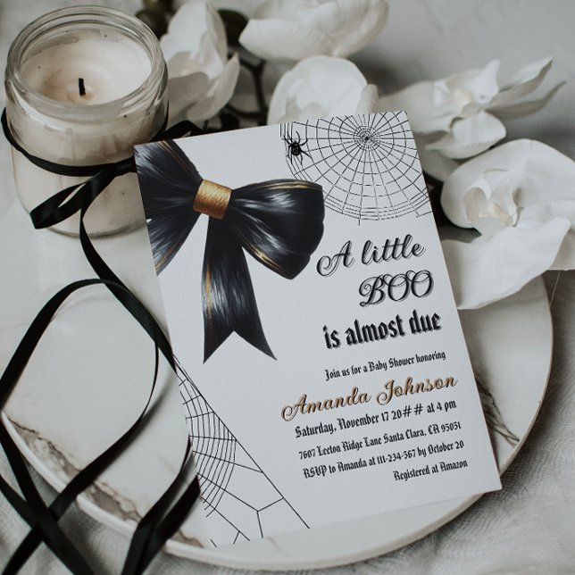 Invitación Halloween Little Boo Black Bow Baby Shower (Subido por el creador)