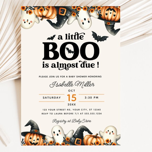 Invitación Halloween Little Boo Fall Pumpkin Baby Shower (Halloween Little Boo Fall Pumpkin Baby Shower Invitation)