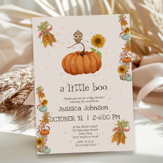 Invitación Halloween Little Boo Pumpkin Cumpkin Fall Baby Sho (Subido por el creador)
