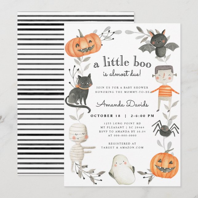 Invitación Halloween Little Boo Pumpkin Cumpkin Fall Baby Sho (Anverso / Reverso)
