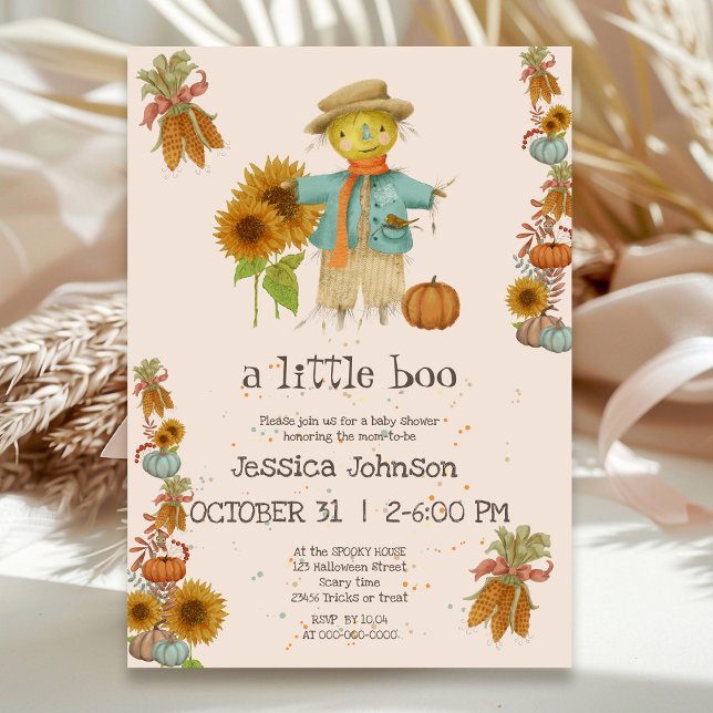 Invitación Halloween Little Boo Scarecrow Cul Baby Shower (Subido por el creador)