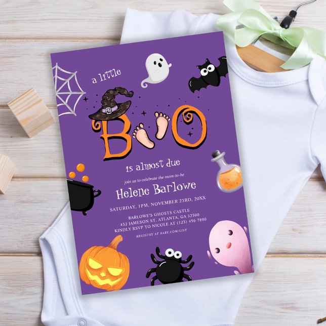 Invitación Halloween Little Boo Spooky Baby Shower (Halloween Little Boo Spooky Baby Shower Invitation)