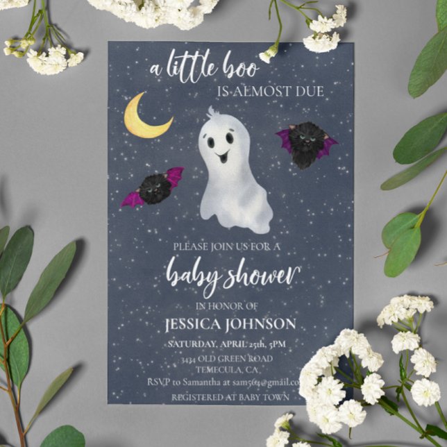 Invitación Halloween Little Boo Starry Night Cute (Subido por el creador)